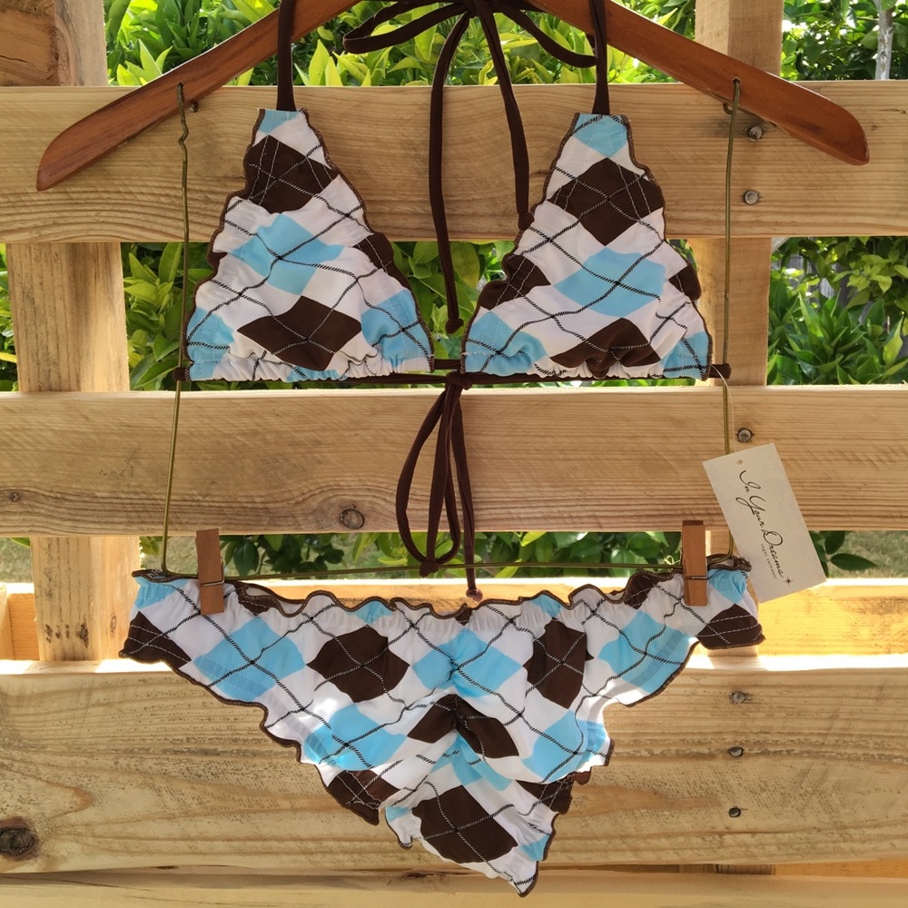 Blue argyle bikini